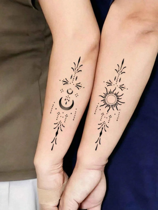 Boho Sun Moon Celestial Tattoo Sticker