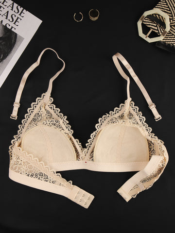 Non Padded Sheer Lace Triangle Bra - ED