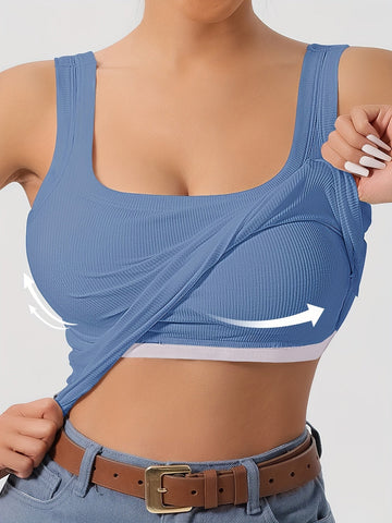 Sleek Solid Color Scoop Neck Tank Top-ED