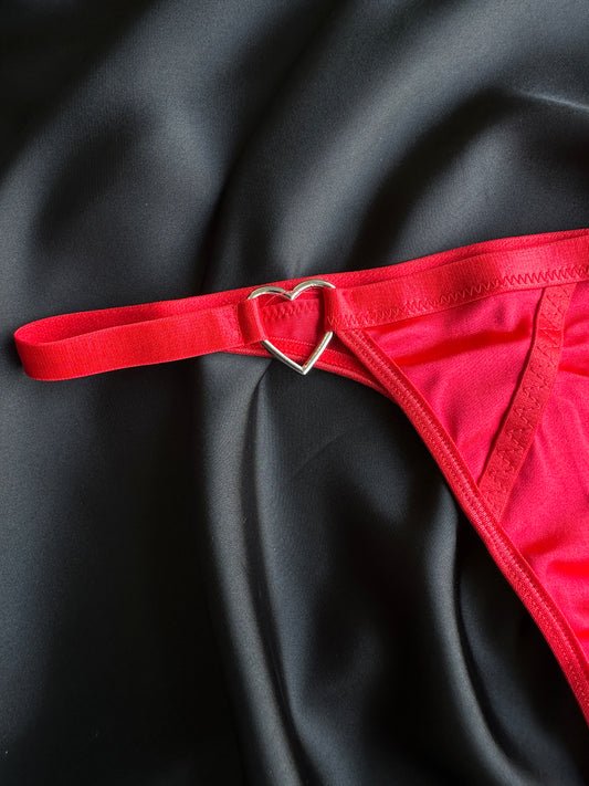 Solid Color Triangle shaped Heart Ring Lingerie Set - ED