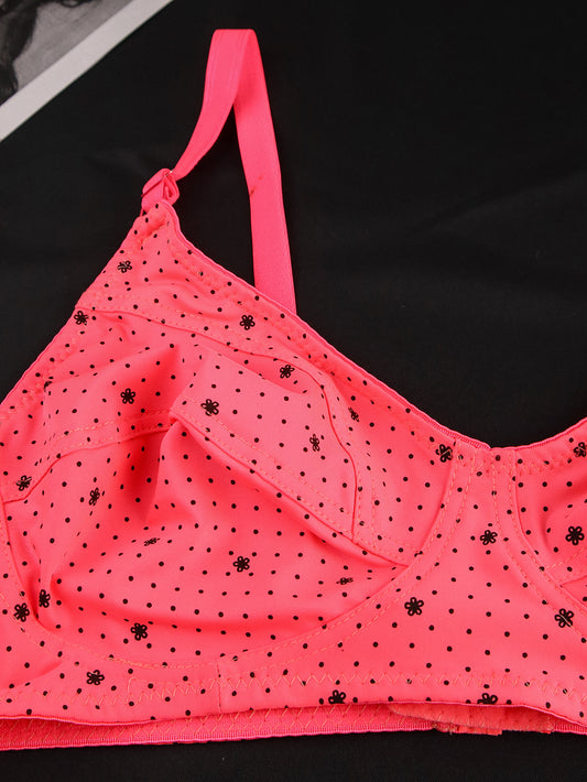 Polka Dotted Non Padded Jersey Bra - ED