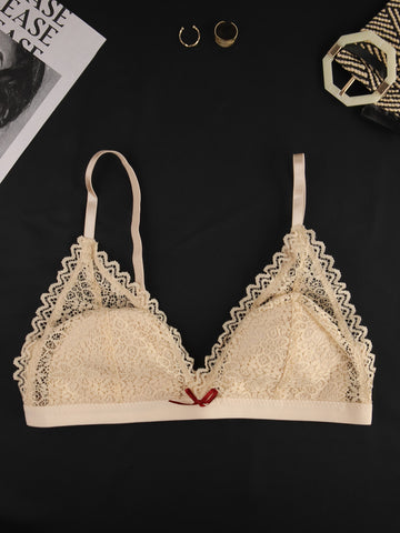 Non Padded Sheer Lace Triangle Bra - ED