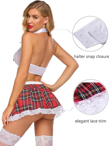 3pcs Grunge Punk Schoolgirl Role Play Costumes ED