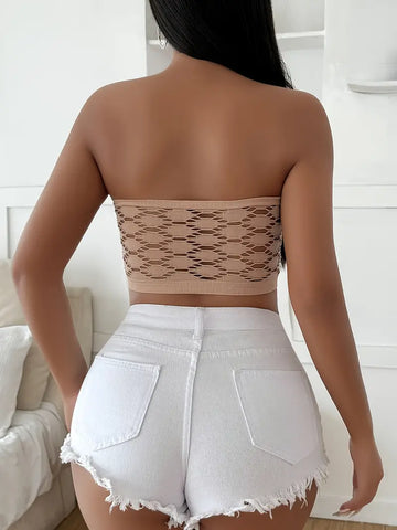 Hollow Mesh Wireless Tube Bra