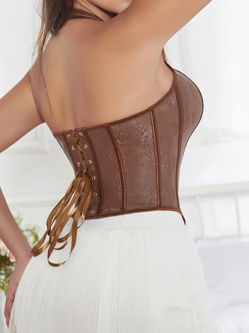 High Support Strapless Shapewear with Lace-Up Back Bow