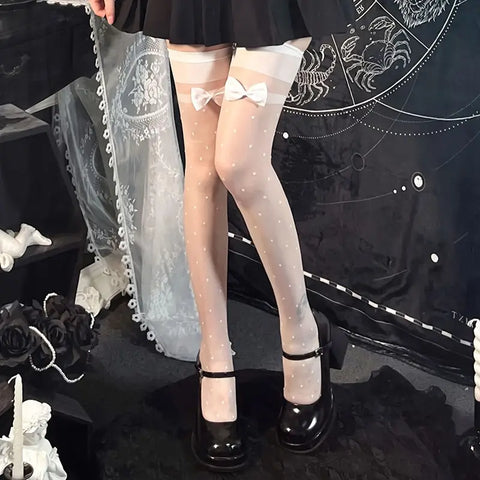 Bow Lace Long Tube Stocking Over the Knee