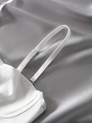 Solid Color Casual Style Comfort Bra - White-ED