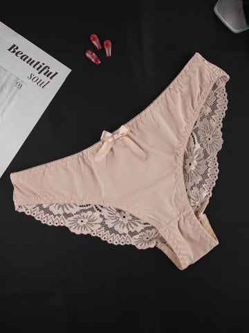 Contrast Floral Lace up Panty Plus Size - ED