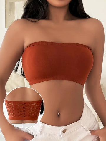 Hollow Mesh Wireless Tube Bra