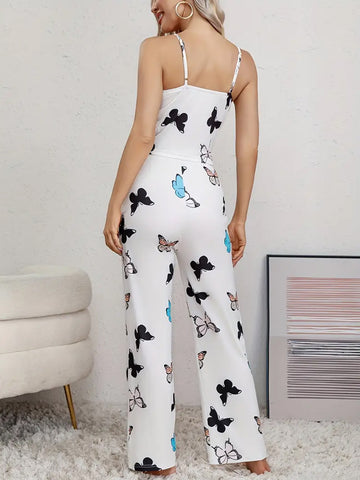 Allover Butterfly Print Lounge Set