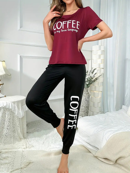 Coffee Letter Pattern Lounge Set