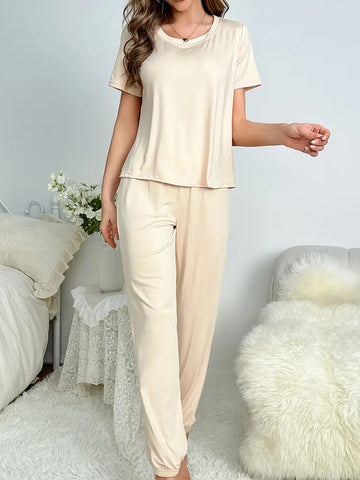 Comfy Solid Lounge Set - Apricot