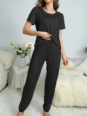 Comfy Solid Lounge Set - Black