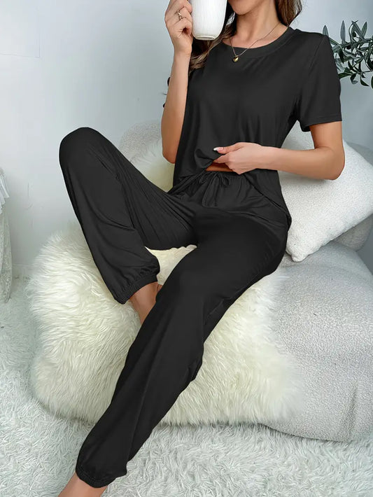 Comfy Solid Lounge Set - Black