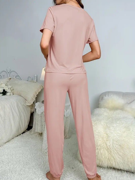 Comfy Solid Lounge Set - Dusty Pink