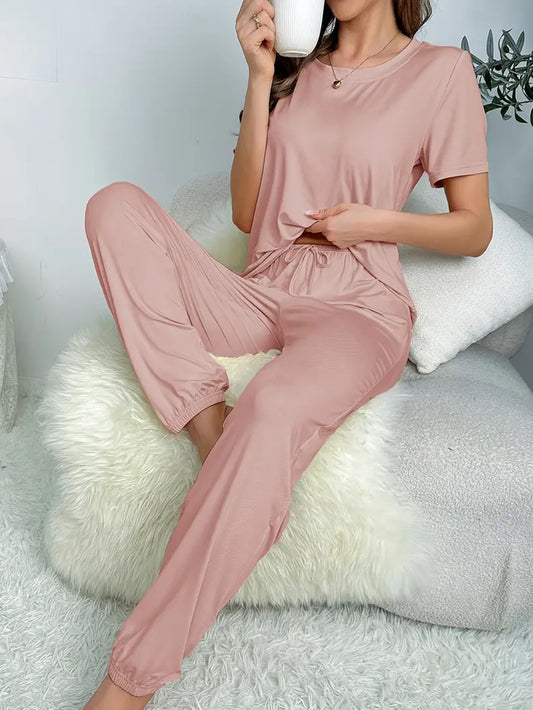 Comfy Solid Lounge Set - Dusty Pink