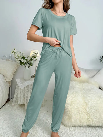 Comfy Solid Lounge Set - Green