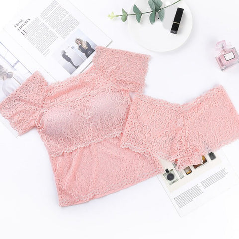 High Elastic Mesh Tank Top with Lace Brief Set - ED