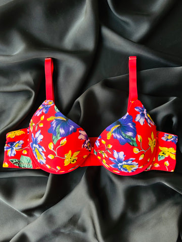 Push Up Floral Tassel Coverage Bra