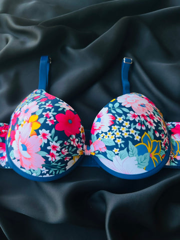 Push Up Floral Tassel Coverage Bra