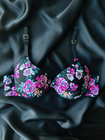 Push Up Floral Tassel Coverage Bra