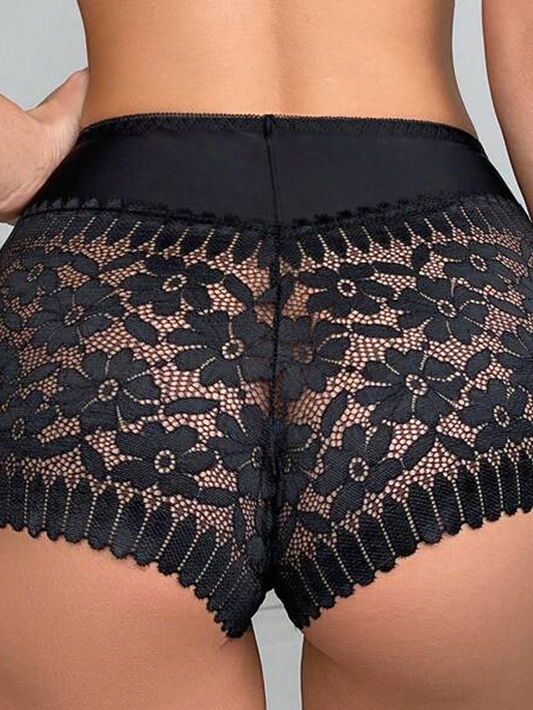 Lace High Waist Hip Enhancer Hollow Out Briefs