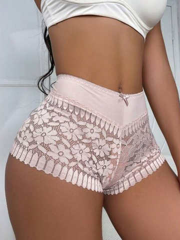 Lace High Waist Hip Enhancer Hollow Out Briefs