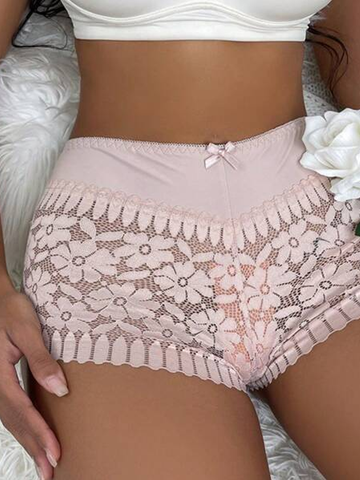 Lace High Waist Hip Enhancer Hollow Out Briefs