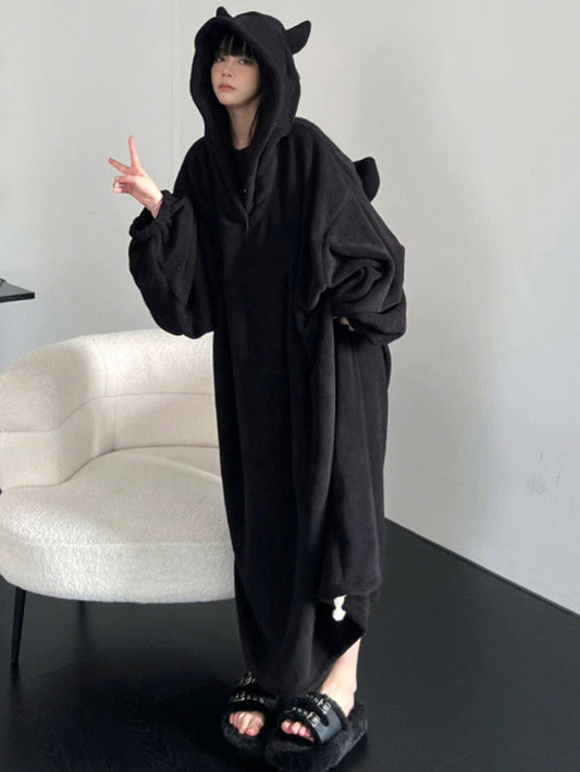 Long Sleeve Hooded Loose Fit Sleep Robe