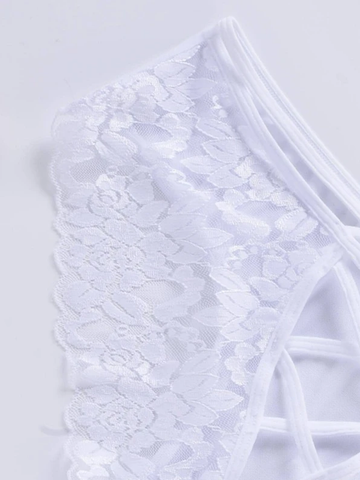 Plus Size Floral Lace Criss Cross Panty