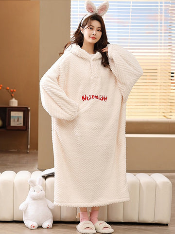 White Cozy Flannel Fleece TV Blanket with Sleeves