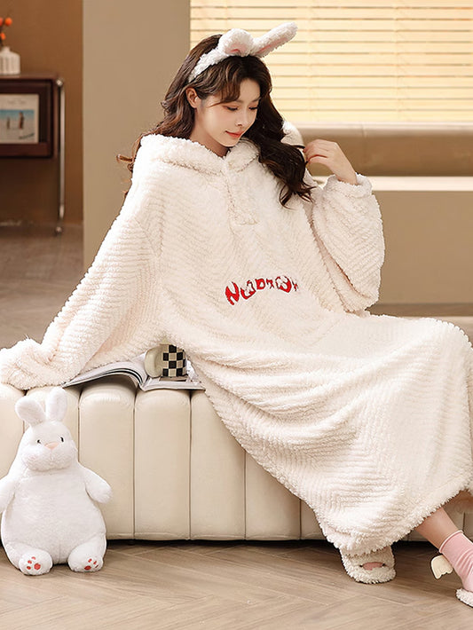 White Cozy Flannel Fleece TV Blanket with Sleeves