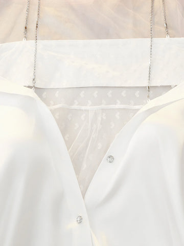 White Oversize Backless Mesh Satin Sheer Nightie - TFI Lingerie Pakistan - Image 7