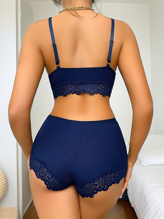 Floral Lace Push Up Lingerie Set - ED - TFI Lingerie