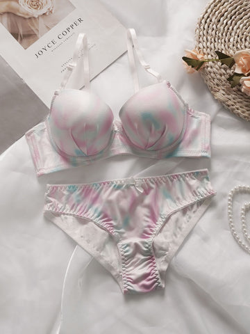 Printed Push up Lingerie Set