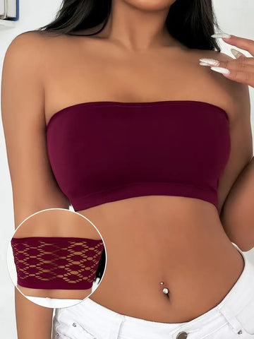 Hollow Mesh Wireless Tube Bra