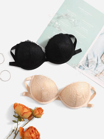 Removeable Transparent Straps Underwire Bra