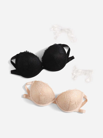 Removeable Transparent Straps Underwire Bra